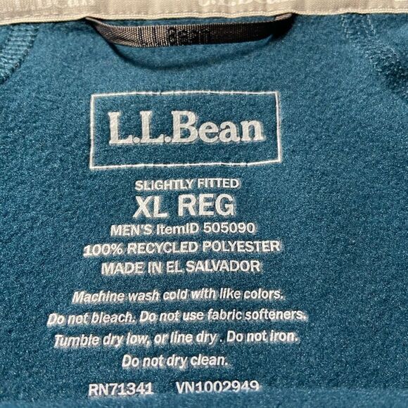 L.L. Bean Teal Blue Fleece Slightly Fitted Full Zip Jacket XL Reg - Picture 6 of 6